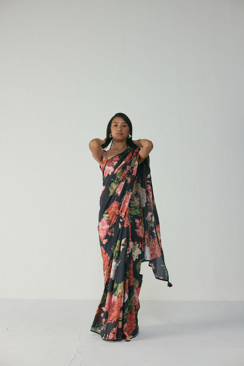 BLOODY MARY SAREE silk by Yam in black color for women Worldwide