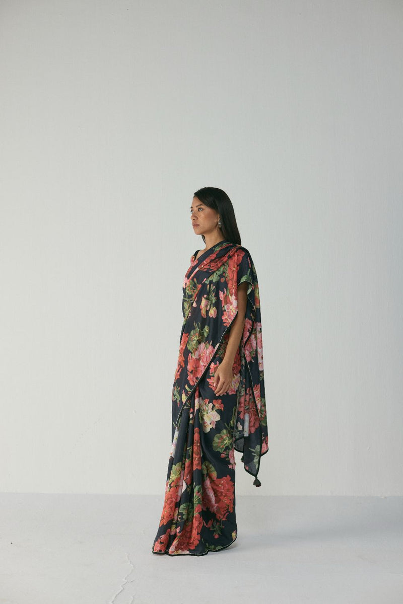 BLOODY MARY SAREE silk by Yam in black color for women Worldwide