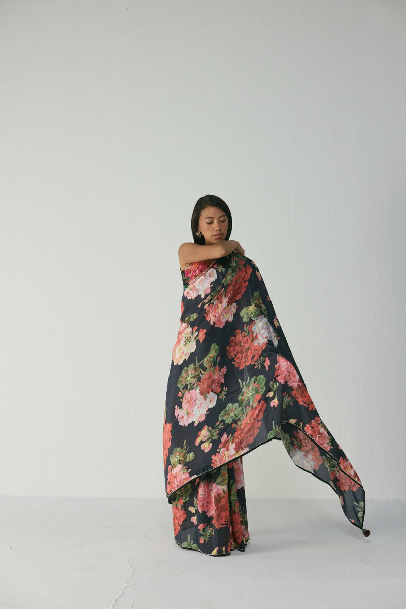 BLOODY MARY SAREE silk by Yam in black color for women Worldwide