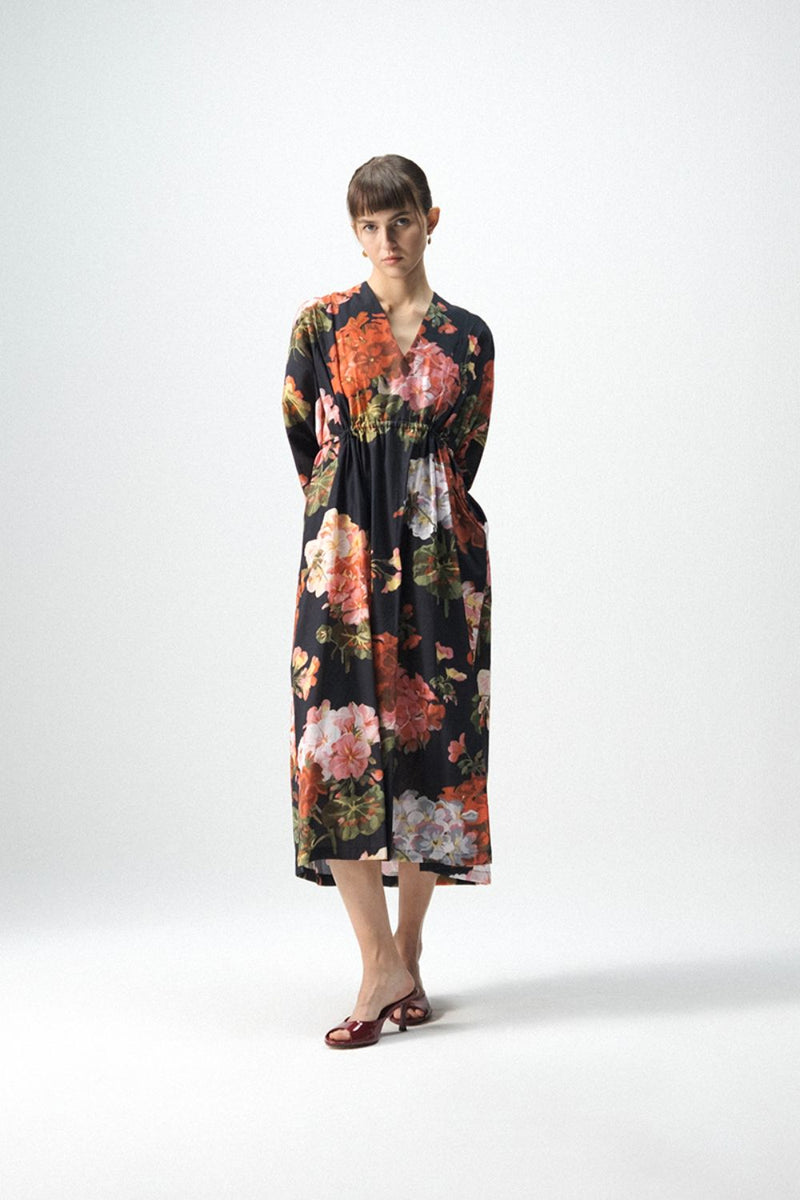 BLOODY MARY KAFTAN DRESS poplin by Yam in black color for women Worldwide