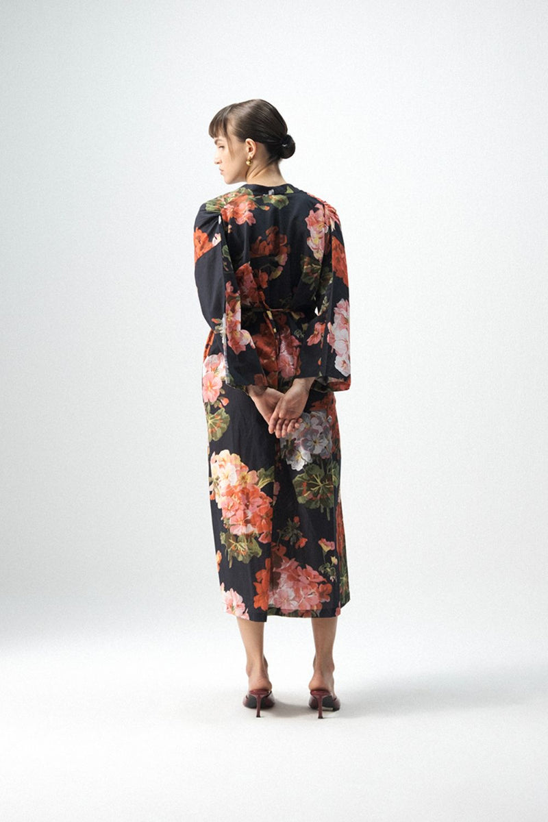 BLOODY MARY KAFTAN DRESS poplin by Yam in black color for women Worldwide