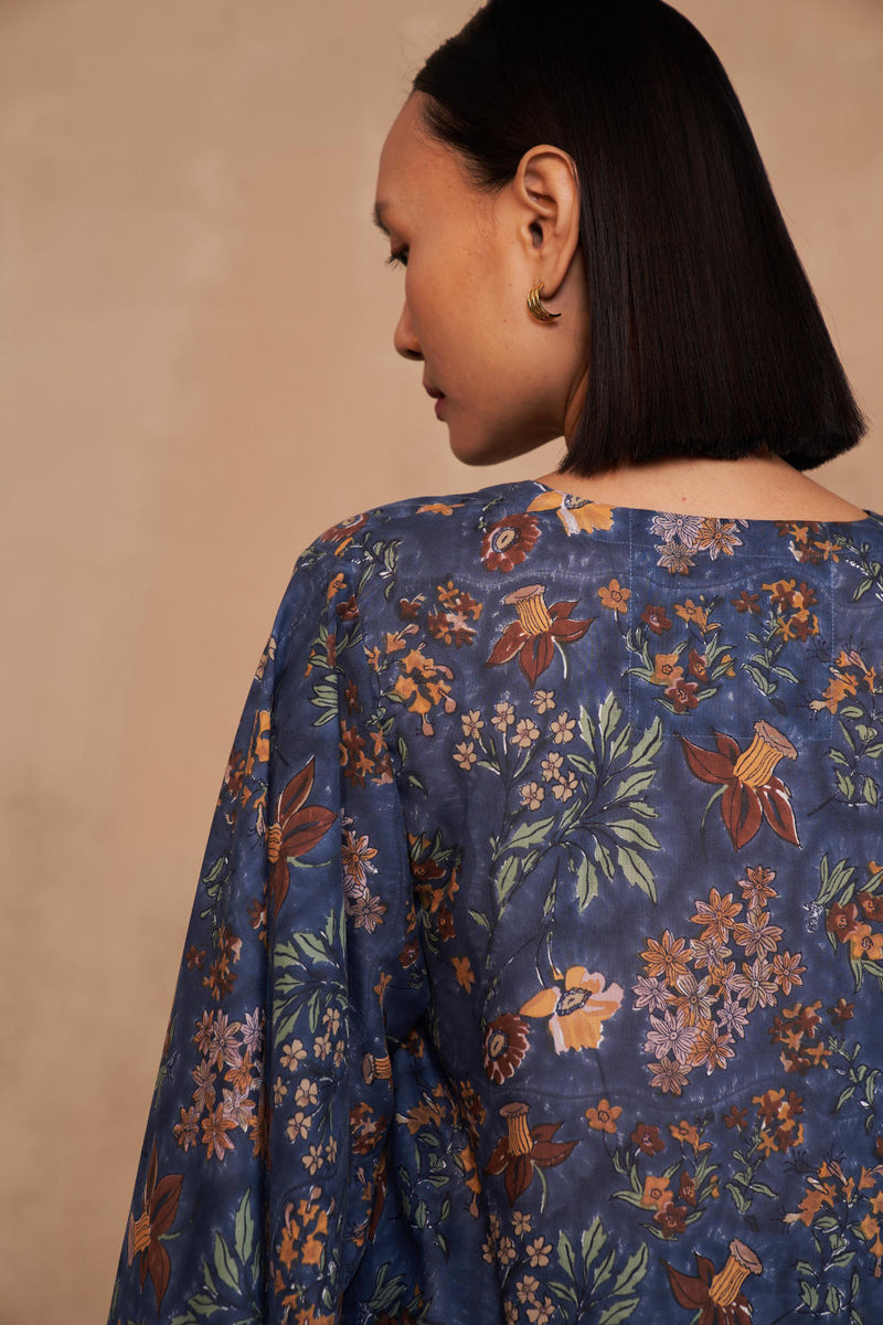 Blooming Blue Lyocell Top by SUI in navy color for women Worldwide