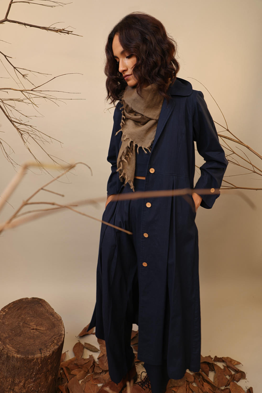 Blue Cali Trench Jacket Set (3 PCS)