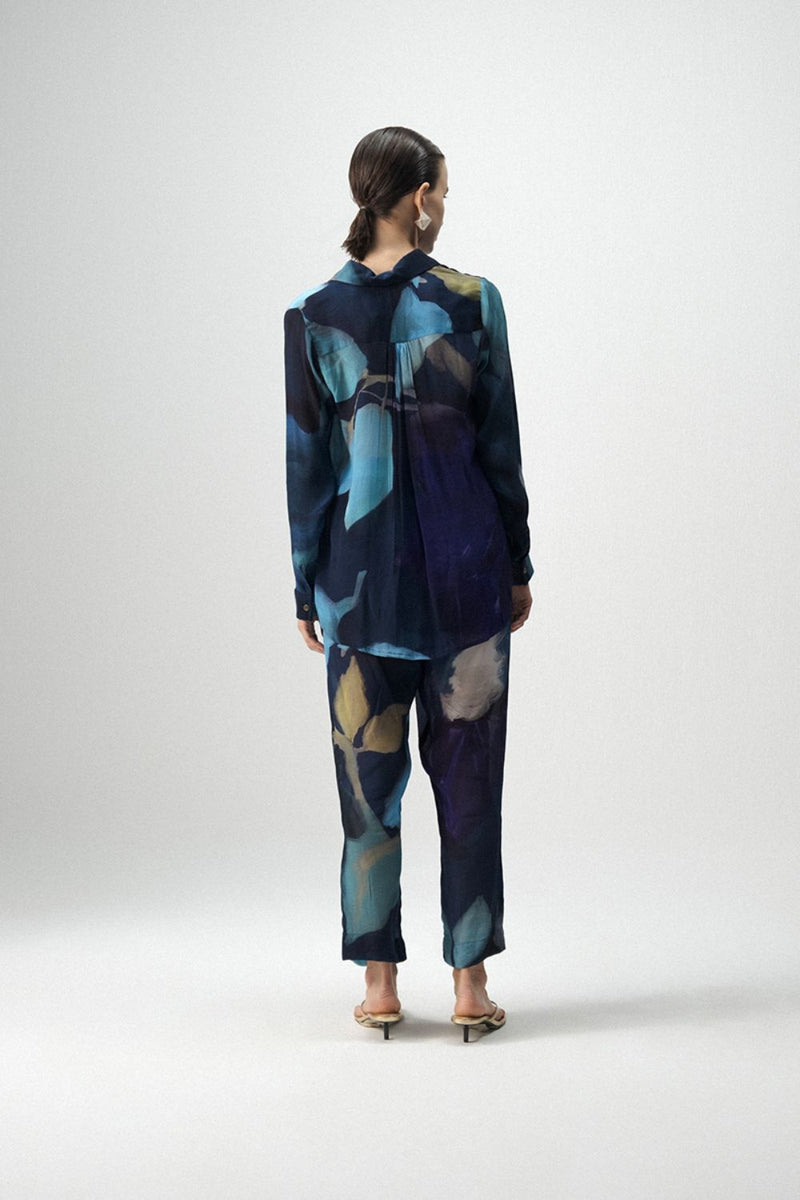 BLUE LAGOON CREPE CO-ORD by Yam in blue color for women Worldwide