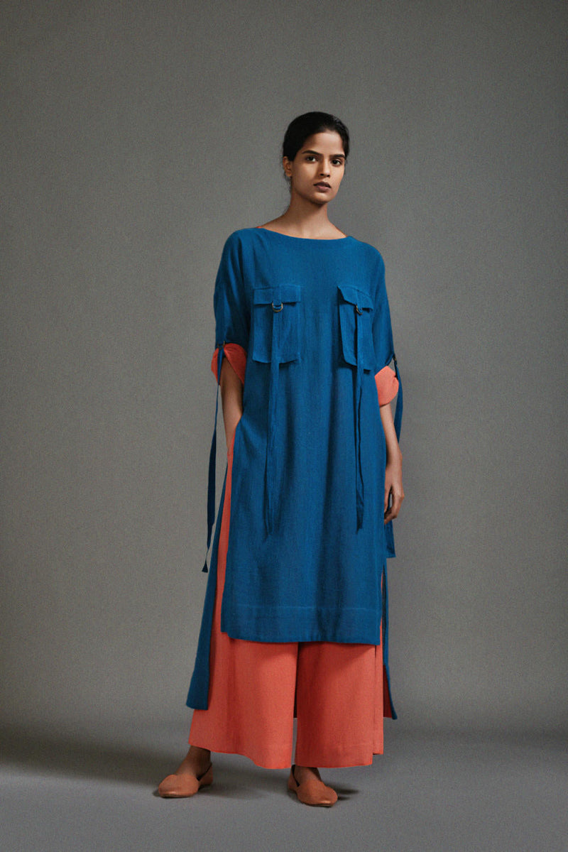 Blue New Ruka Tunic cotton by Mati in blue color for women Worldwide