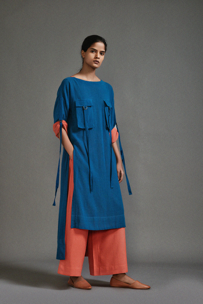 Blue New Ruka Tunic cotton by Mati in blue color for women Worldwide