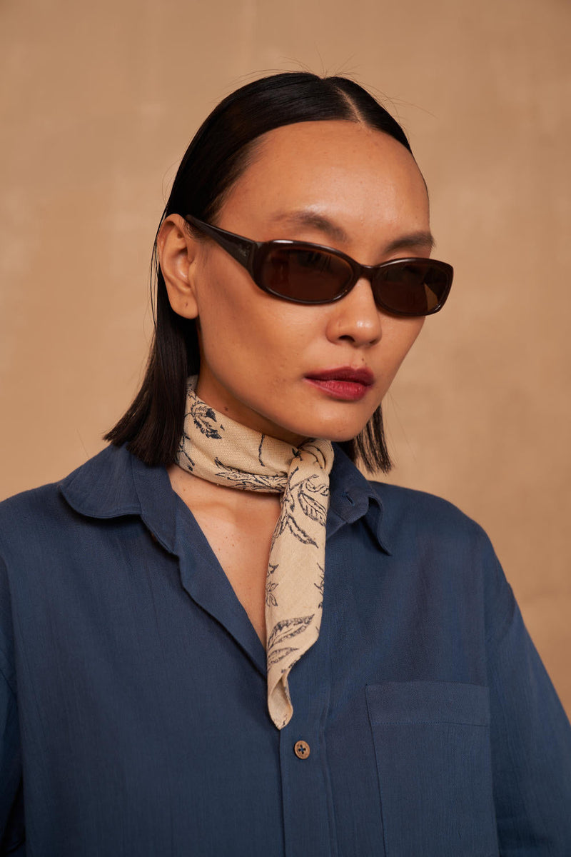Blue Palm Organic Cotton Unisex Shirt by SUI in navy color for women Worldwide