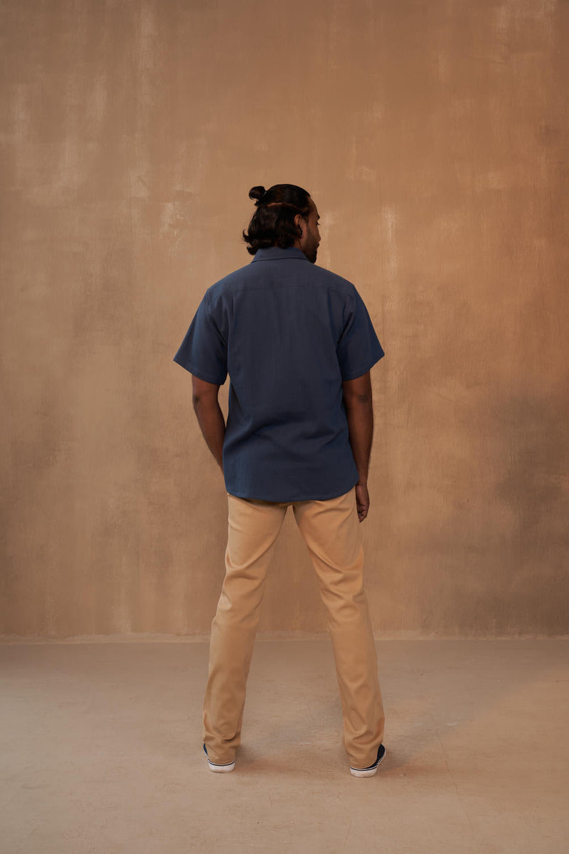 Blue Palm Organic Cotton Unisex Shirt by SUI in navy color for women Worldwide