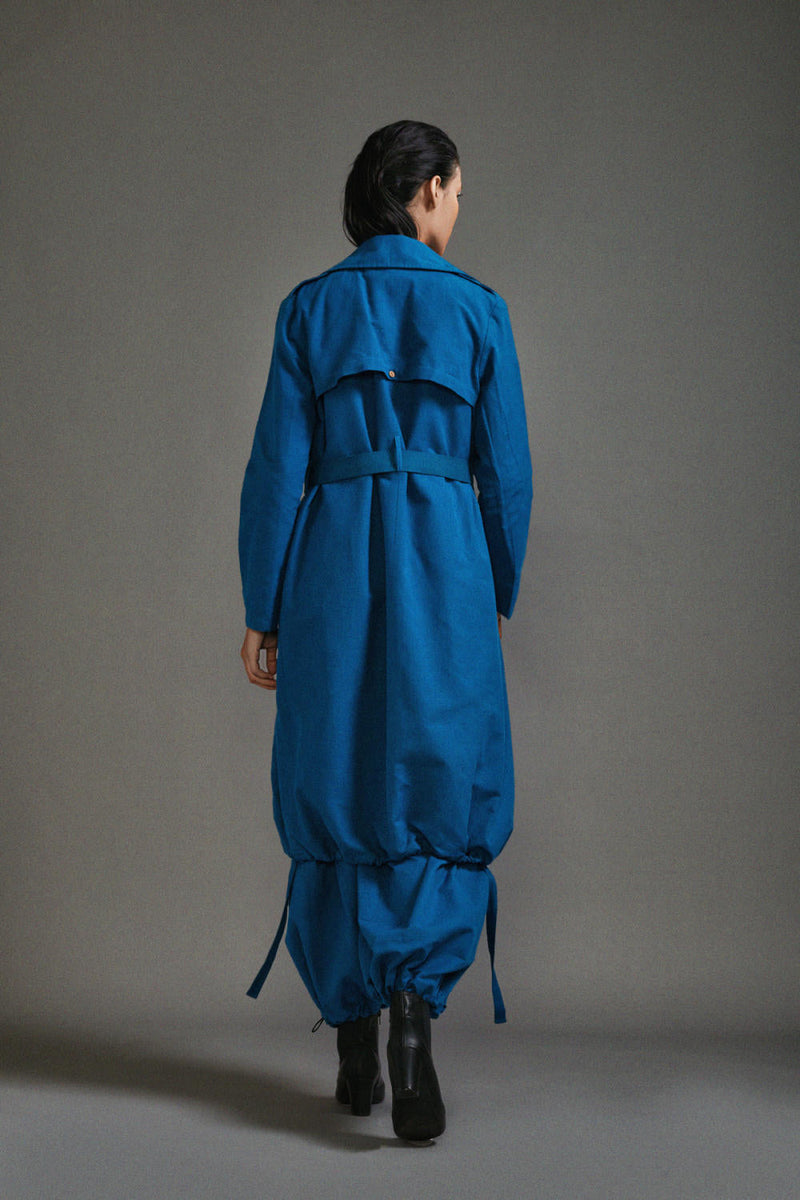 Blue Safari Cargo Trench Set cotton by Mati in blue color for women Worldwide
