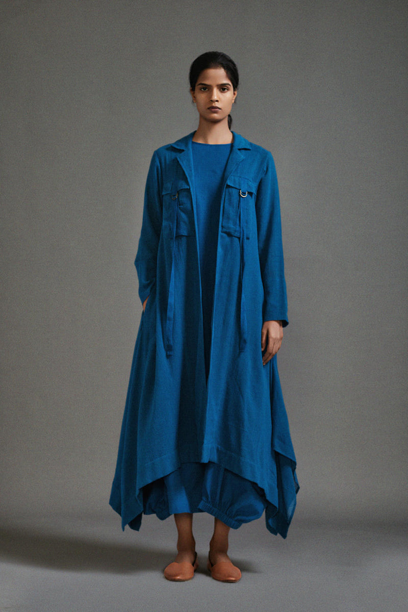 Blue Safari Koza Jacket cotton by Mati in blue color for women Worldwide