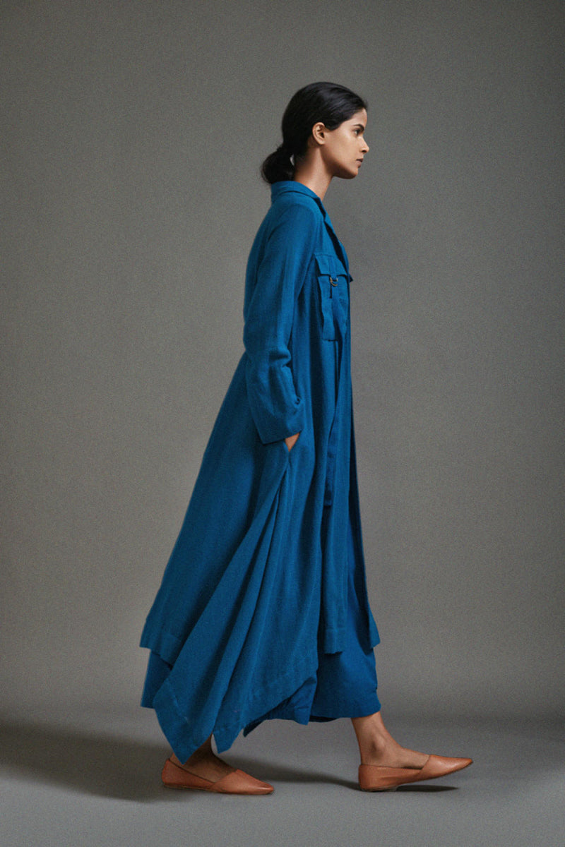 Blue Safari Koza Jacket cotton by Mati in blue color for women Worldwide