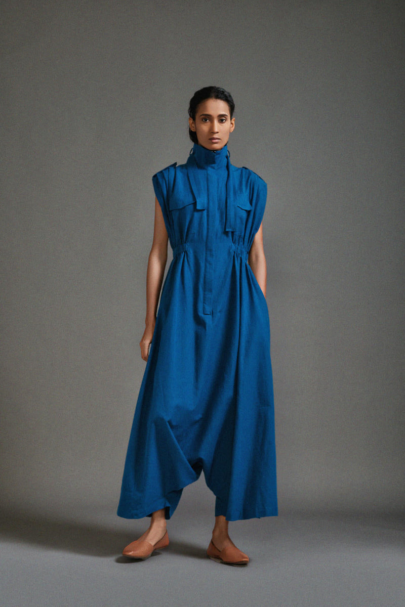 Blue Safari Safari Jumpsuit cotton by Mati in blue color for women Worldwide