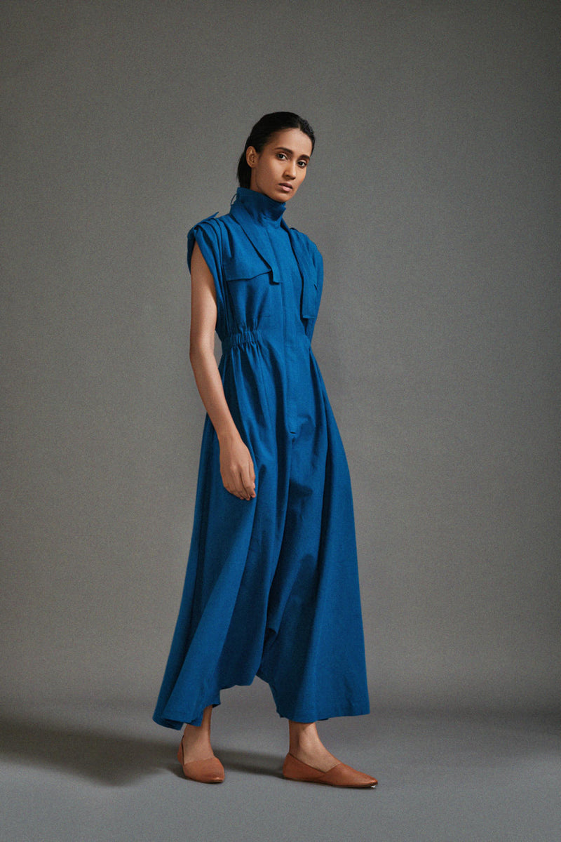 Blue Safari Safari Jumpsuit cotton by Mati in blue color for women Worldwide