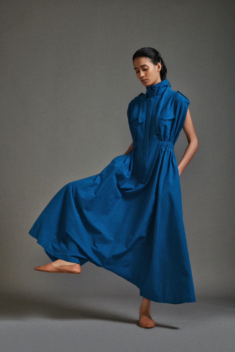 Blue Safari Safari Jumpsuit cotton by Mati in blue color for women Worldwide
