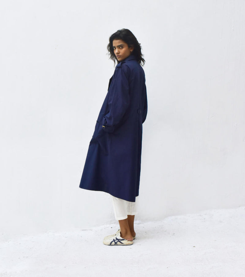 Blue Sage Trench Coat Jackets & Overlays by Khara Kapas for women Worldwide