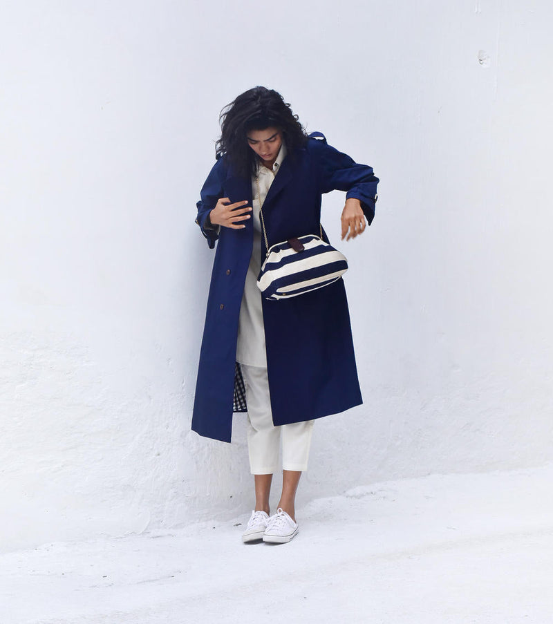 Blue Sage Trench Coat Jackets & Overlays by Khara Kapas for women Worldwide