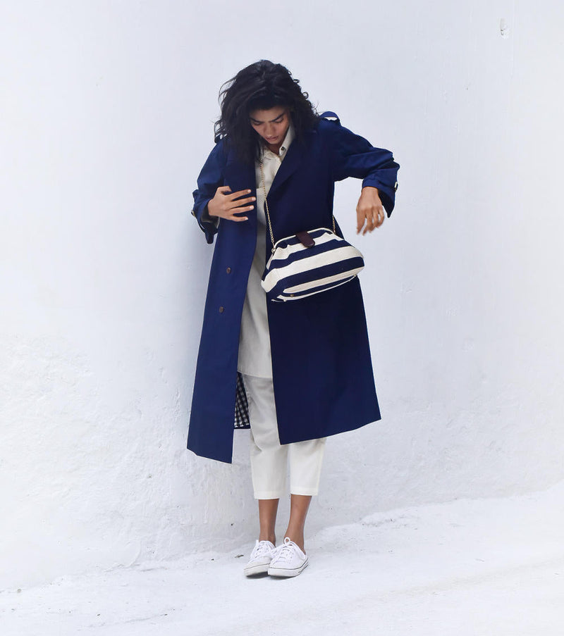 Blue Sage Trench Coat Jackets & Overlays by Khara Kapas for women Worldwide