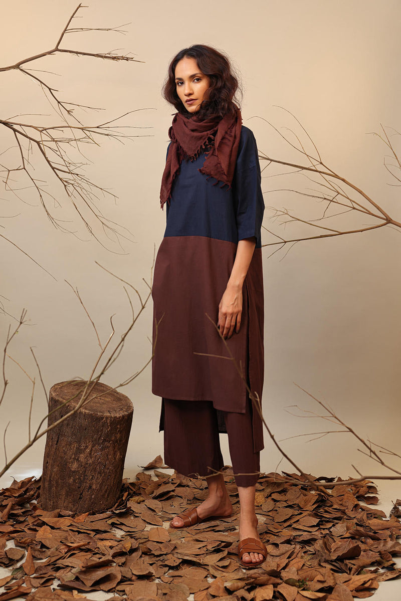 Blue & Brown Dual Ruka Tunic 100% cotton by Mati in multi color for women Worldwide