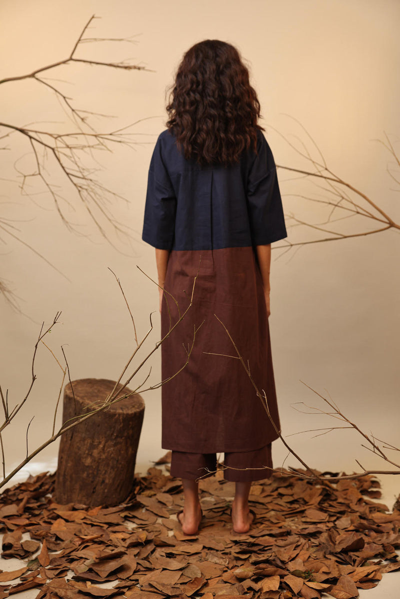 Blue & Brown Dual Ruka Tunic 100% cotton by Mati in multi color for women Worldwide