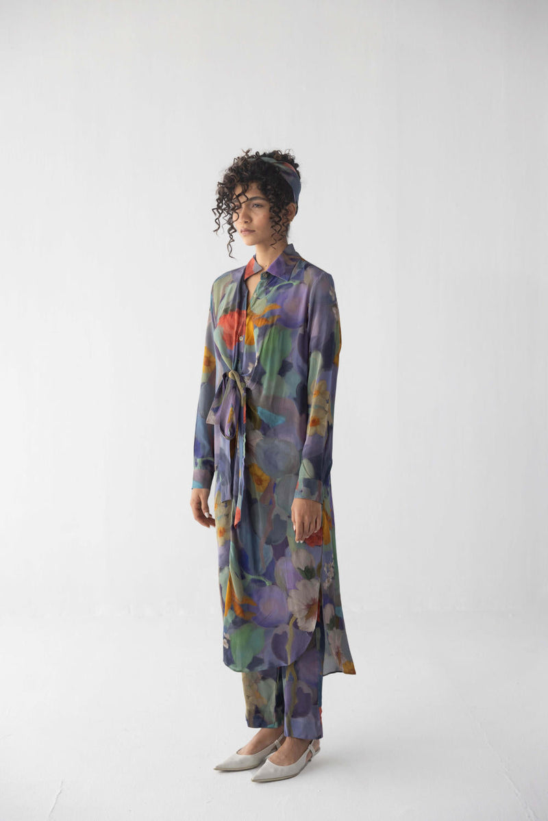 BLUEBERRY GROVE WRAP SET by Yam in blue color for women Worldwide