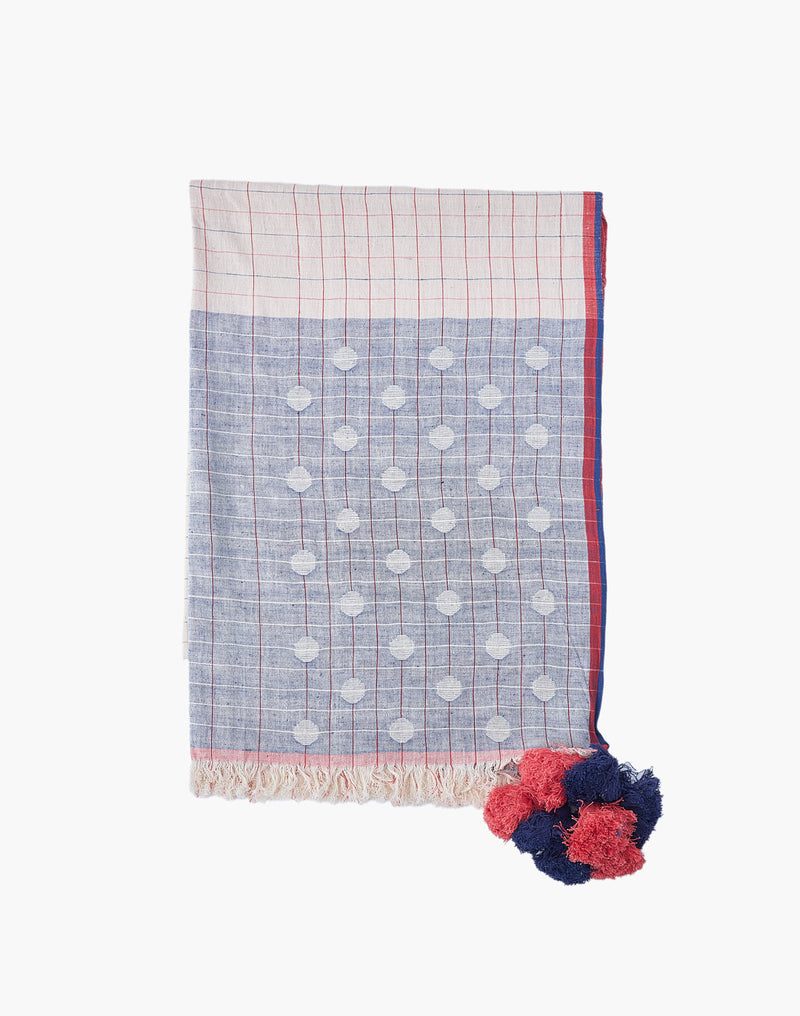 Blush Grid Tassel stole cotton by World of Crow in multi color for women Worldwide
