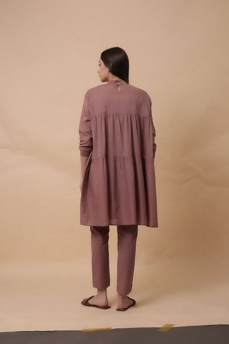 Blush Mul Rib Vena Co-Ord Set (2 PCS) 100% cotton by Mati in blush color for women Worldwide