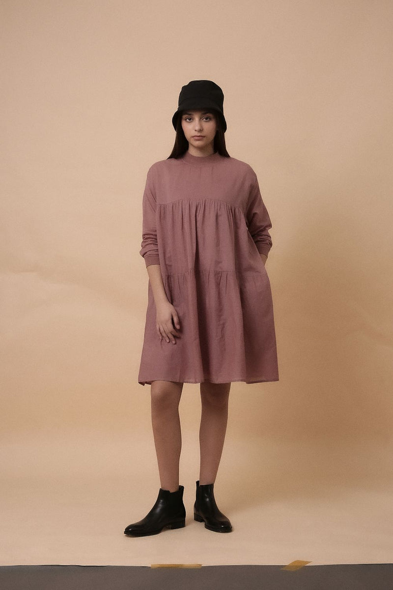 Blush Mul Rib Vena Dress 100% cotton by Mati in blush color for women Worldwide