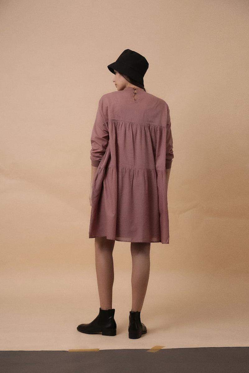 Blush Mul Rib Vena Dress 100% cotton by Mati in blush color for women Worldwide