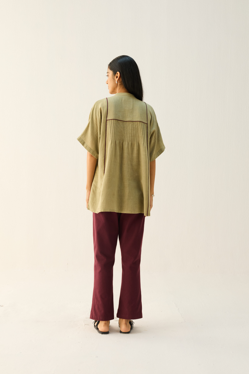 Bold Heart Handspun Handwoven Organic Cotton Shirt cotton by Sui in green color for women Worldwide