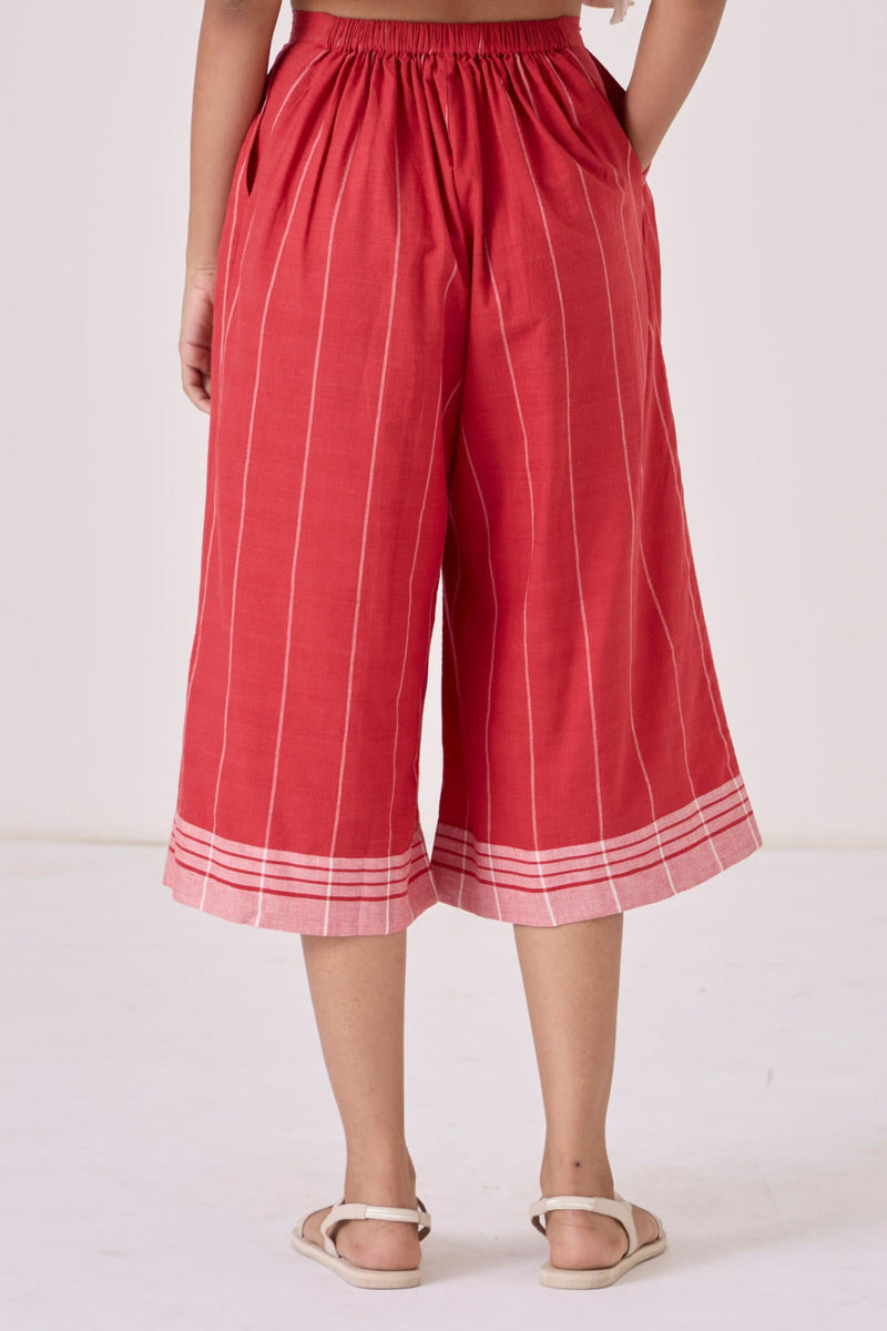 Braboune Handwoven Red Striped Pants cotton by The Summer House in red color for women Worldwide