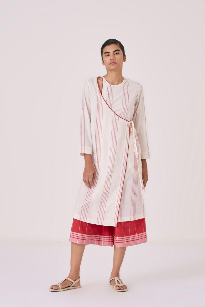 Braboune Handwoven Red Striped Pants cotton by The Summer House in red color for women Worldwide
