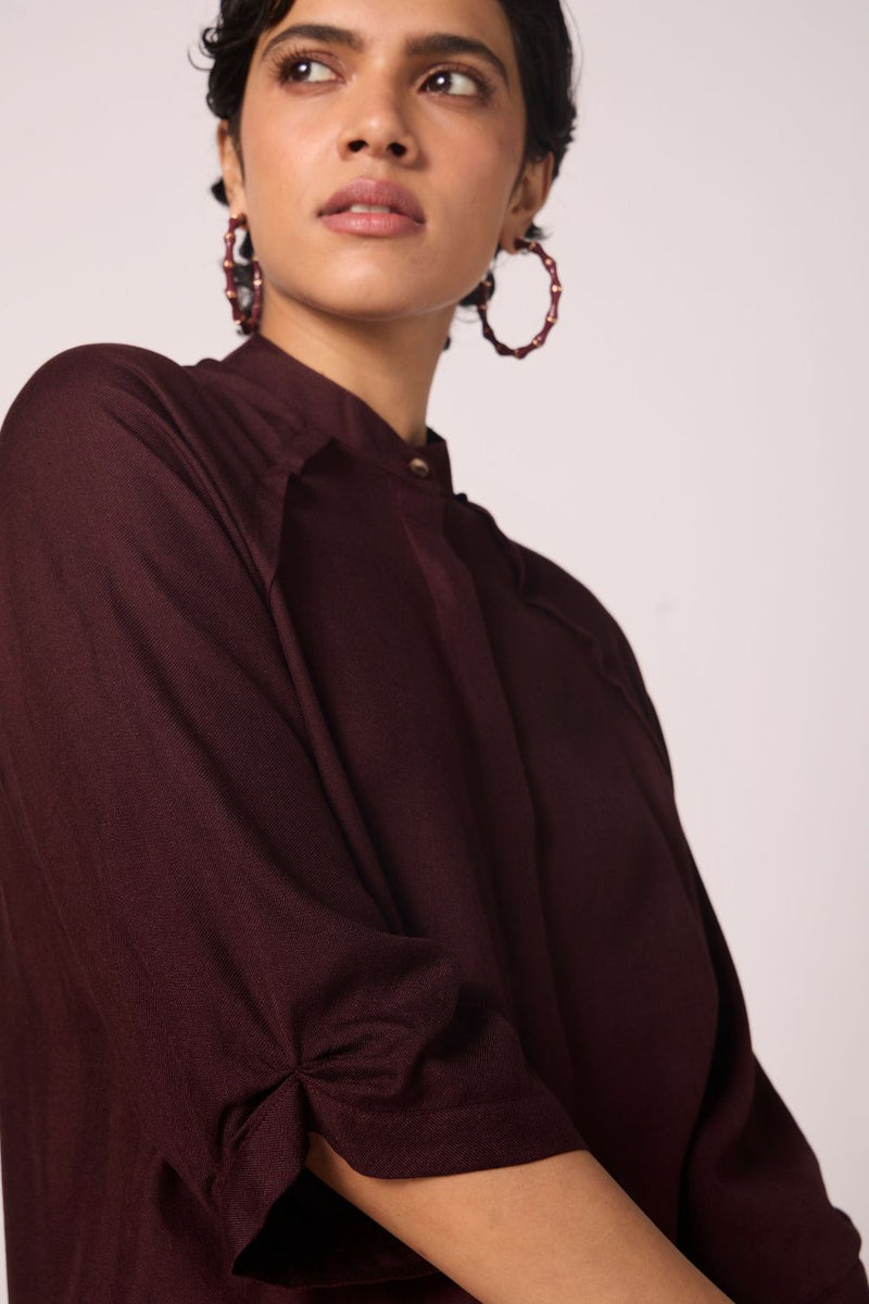 Braboune Wine Silk Tunic Set silk by The Summer House for women Worldwide