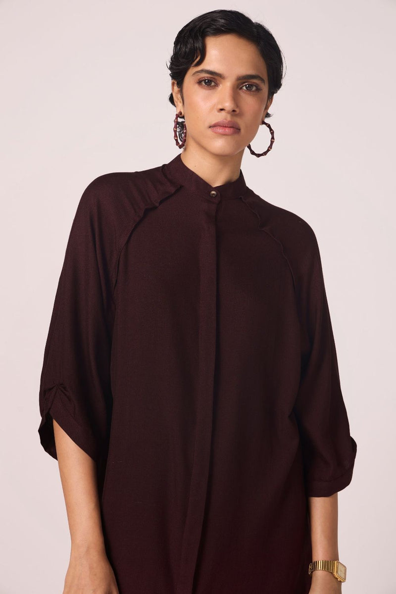 Braboune Wine Silk Tunic Set silk by The Summer House for women Worldwide