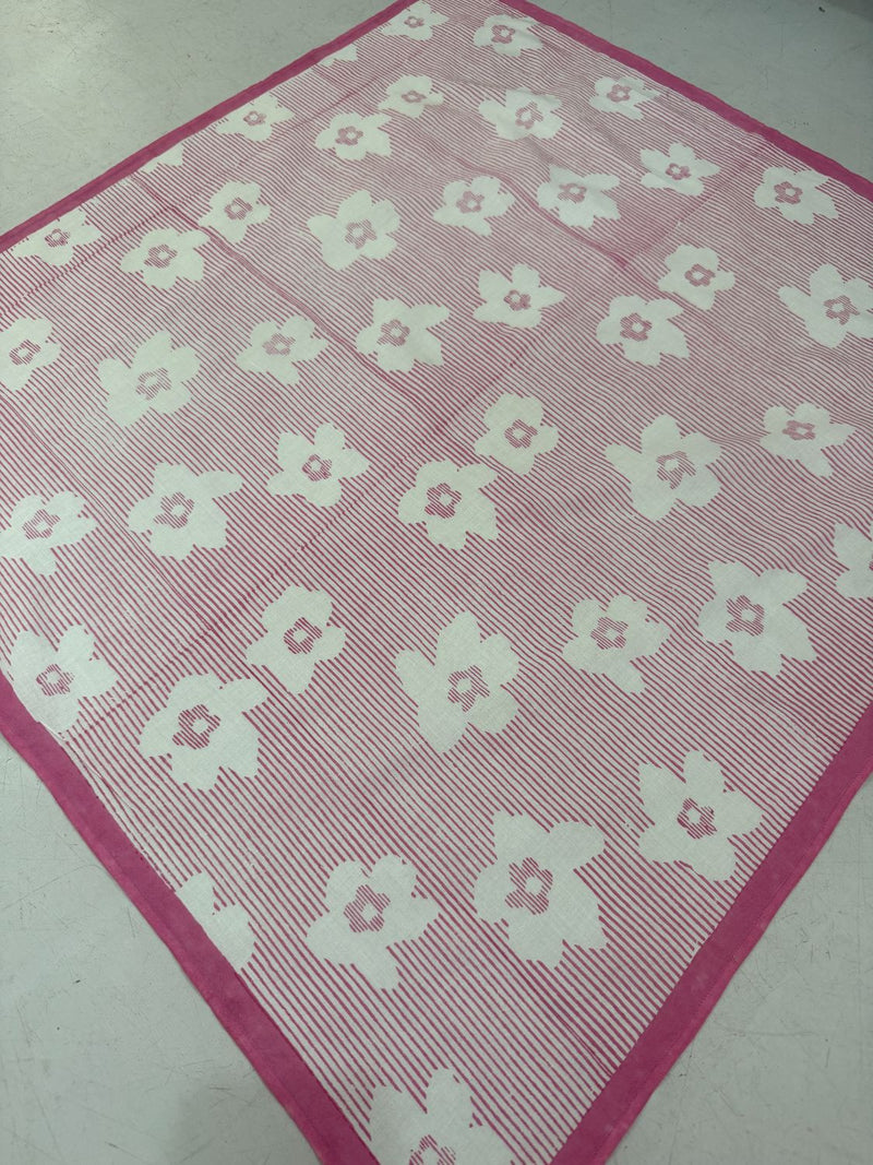 Breezy Bloom Bandana hand block printed cotton scarve/stole by World of Crow in pink for women Worldwide