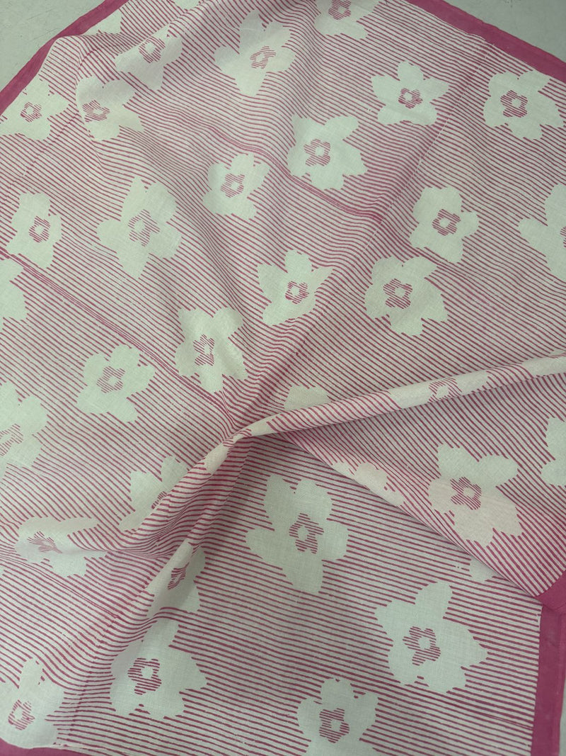 Breezy Bloom Bandana hand block printed cotton scarve/stole by World of Crow in pink for women Worldwide