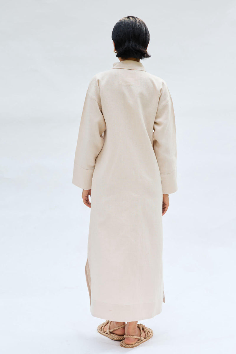Breezy Tide Linen Kurta by SUI in white color for women Worldwide