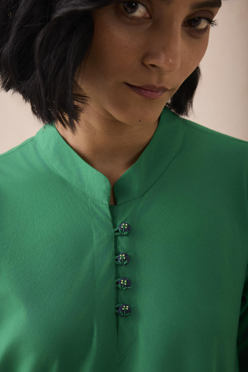 Bright Blessings Mandarin Collar Organic Cotton Dress - Size M by SUI for Worldwide