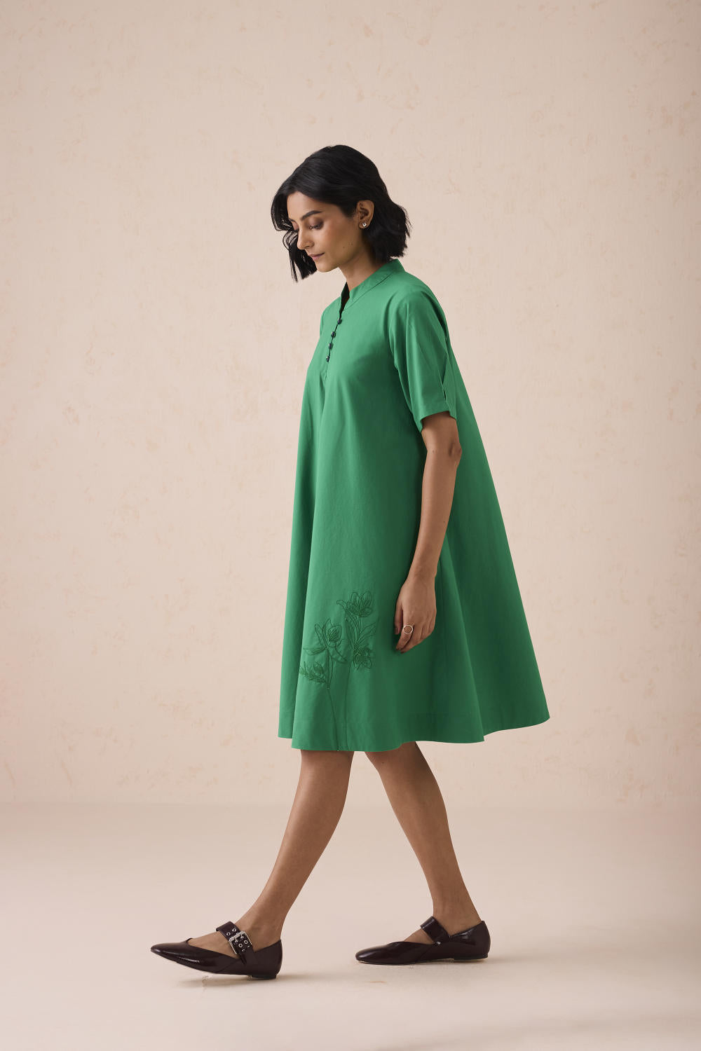 Bright Blessings Mandarin Collar Organic Cotton Dress