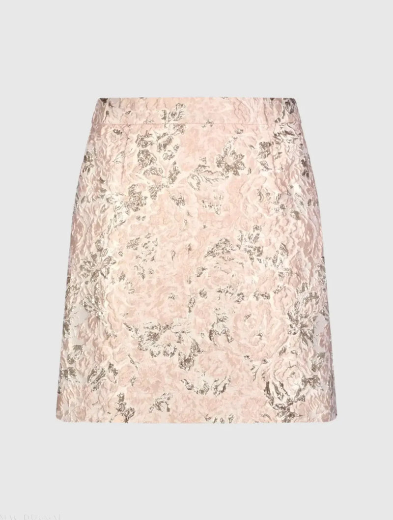 Pink Brocade Mini Skirt brocade by Mac Duggal in blush color for women Worldwide