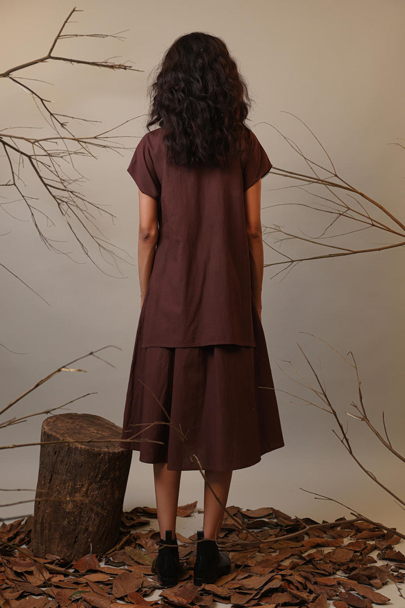 Brown CB Stara Dress 100% cotton by Mati in brown color for women Worldwide