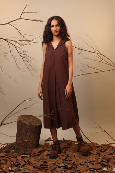 Brown Hooded Vita Dress