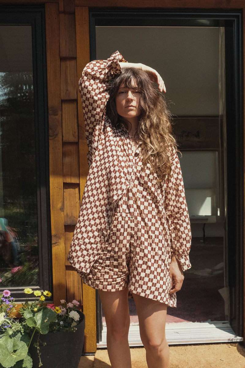 Artist Smock — Brown Matchstick by World of Crow in brown color for women Worldwide
