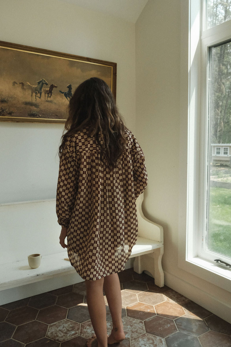 Artist Smock — Brown Matchstick by World of Crow in brown color for women Worldwide