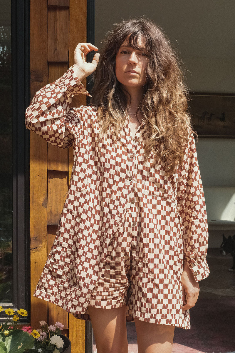 Artist Smock — Brown Matchstick by World of Crow in brown color for women Worldwide