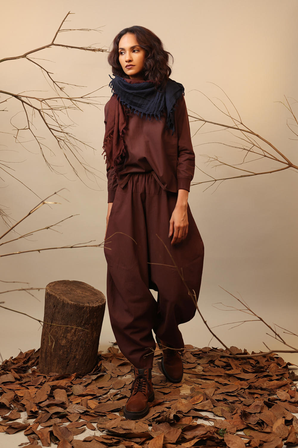 Brown Rib Raglan Co-Ord Set (2 PCS)