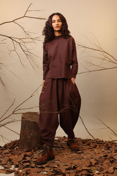 Brown Rib Raglan Co-Ord Set (2 PCS)