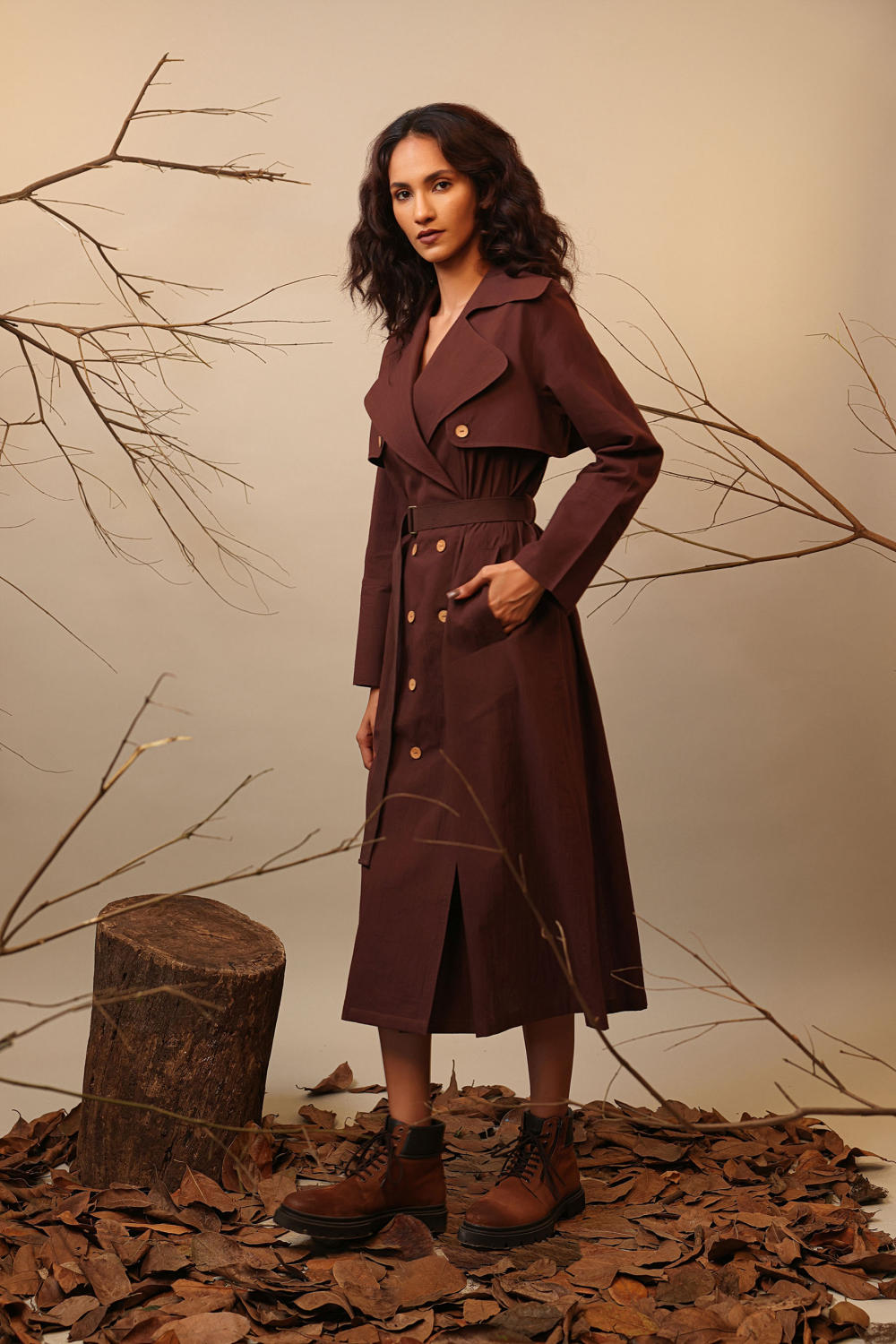 Brown Trench Dress