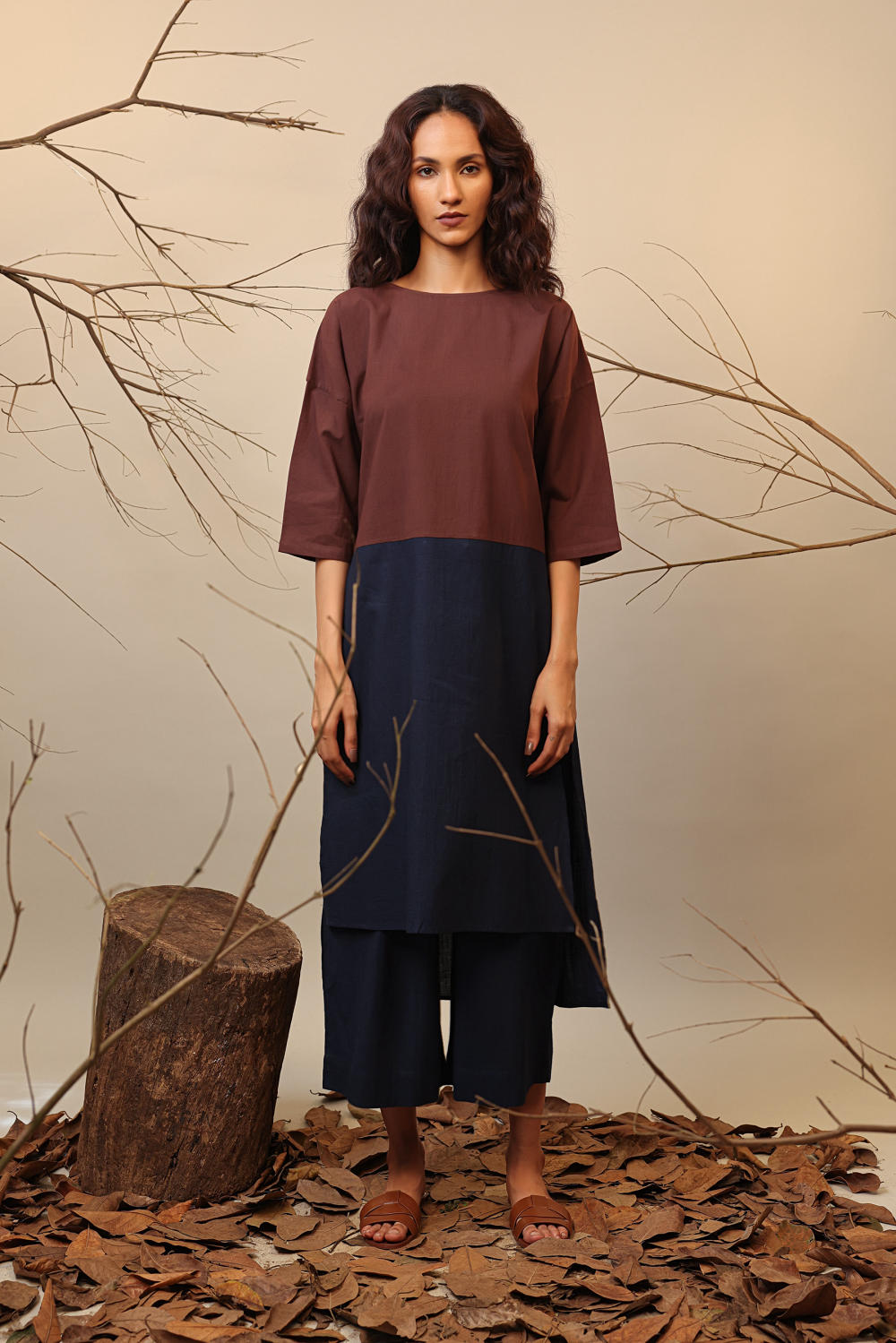 Brown & Blue Dual Ruka Tunic