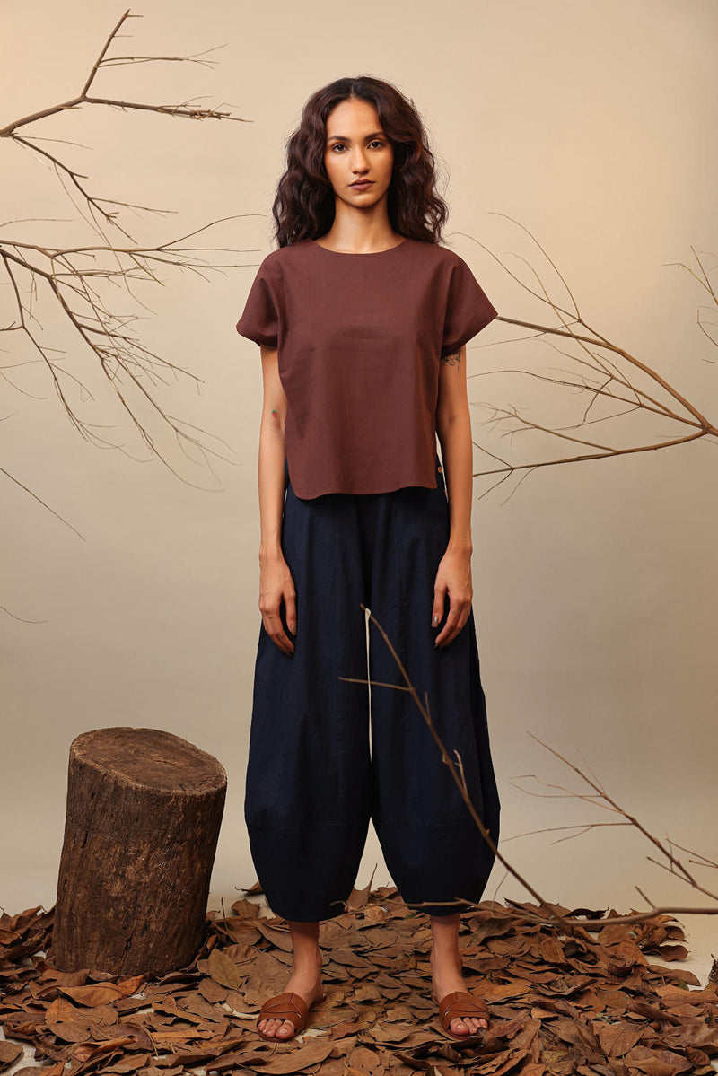 Brown & Blue Sevi Suga Set (2 PCS) 100% cotton by Mati in multi color for women Worldwide