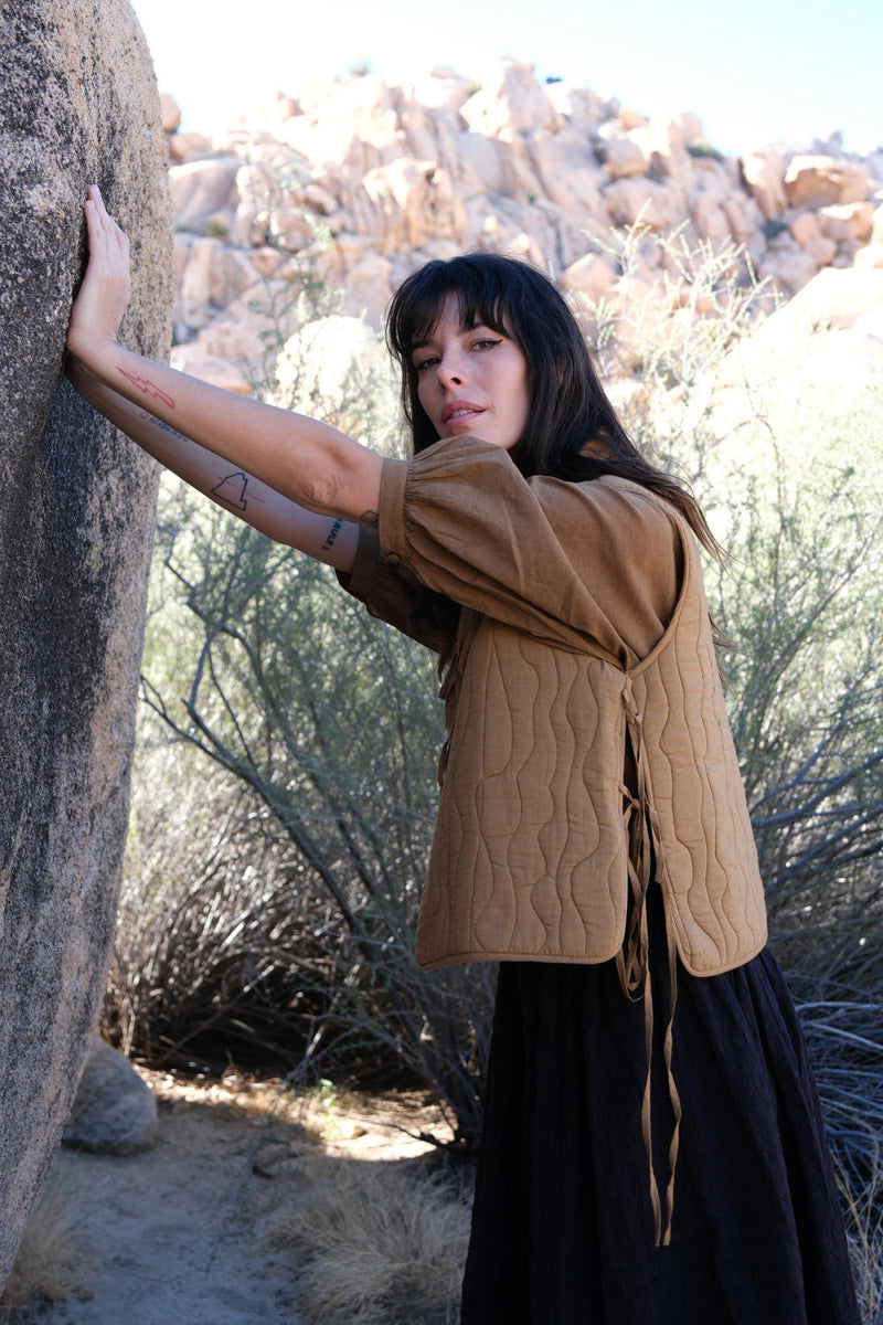 Buff puffer Jacket cotton by World of Crow in brown color for women Worldwide